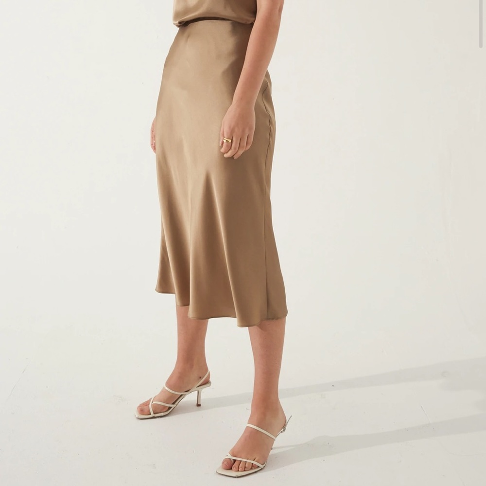 Elegant Tan A-Line Skirt